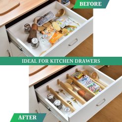 4 Piece Bamboo Adjustable Kitchen Drawer Divider Set - Complete Storage Solutions