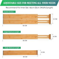 4 Piece Bamboo Adjustable Kitchen Drawer Divider Set - Complete Storage Solutions