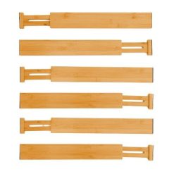 6 Piece Bamboo Adjustable Kitchen Drawer Divider Set - Complete Storage Solutions