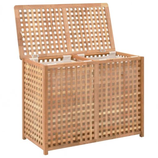 Walnut Wood Laundry Bin 87.5x46x67cm - Image 2