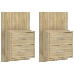2 Piece Wall Bedside Cabinet Set 48.5x32.5x80cm - Complete Storage Solutions