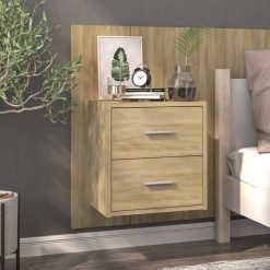 2 Piece Wall Bedside Cabinet Set 48.5x32.5x80cm - Complete Storage Solutions