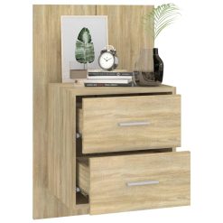 2 Piece Wall Bedside Cabinet Set 48.5x32.5x80cm - Complete Storage Solutions