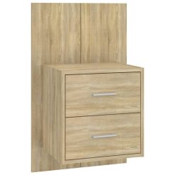 2 Piece Wall Bedside Cabinet Set 48.5x32.5x80cm - Complete Storage Solutions