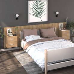 2 Piece Wall Bedside Cabinet Set 48.5x32.5x80cm - Complete Storage Solutions