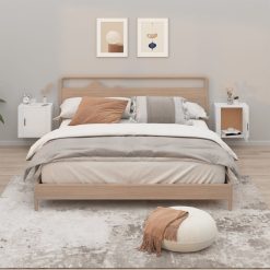 2 Piece Wall-mounted Bedside Cabinet Set 50x30x47cm - Complete Storage Solutions