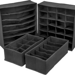 4 Piece Foldable Storage Boxes Set - Black - Complete Storage Solutions