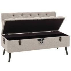 110cm Fabric Storage Bench with Backrest - Cream - Complete Storage Solutions