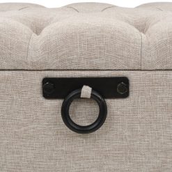110cm Fabric Storage Bench with Backrest - Cream - Complete Storage Solutions