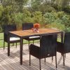 Poly Rattan Garden Table with Wooden Top 150x90x75cm - Complete Storage Solutions