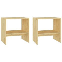 2 Piece Solid Pinewood Bedside Cabinet Set 40x30.5x40cm - Complete Storage Solutions