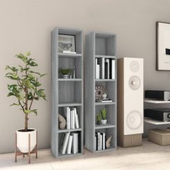 2 Piece CD Cabinet Set 21x16x93.5cm - Complete Storage Solutions
