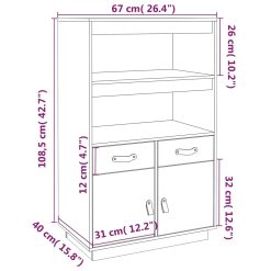 Pine Wood Highboard 67x40x108.5cm - Complete Storage Solutions
