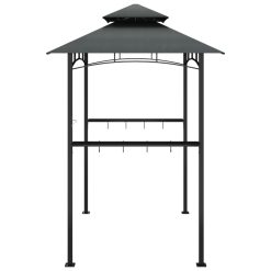 Steel BBQ Gazebo with Side Shelves 240x150x243cm - Anthracite - Complete Storage Solutions