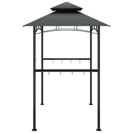 Steel BBQ Gazebo with Side Shelves 240x150x243cm - Anthracite - Image 4