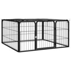 Alternative view of 4 Panel Powder-coated Steel Dog Playpen 100x50cm - Black