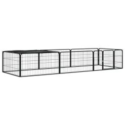 8-Panel Powder-coated Steel Dog Playpen 300x100x50cm - Black