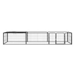 Alternative view of 8-Panel Powder-coated Steel Dog Playpen 300x100x50cm - Black