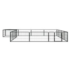 Alternative view of 16-Panel Powder-coated Steel Dog Playpen 400x400x50cm - Black