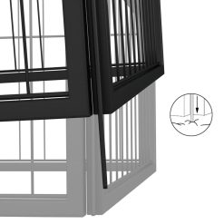 16-Panel Powder-coated Steel Dog Playpen 400x400x50cm - Black - Complete Storage Solutions
