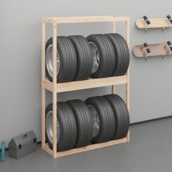 Pine Wood Tyre Rack 120x40x180cm