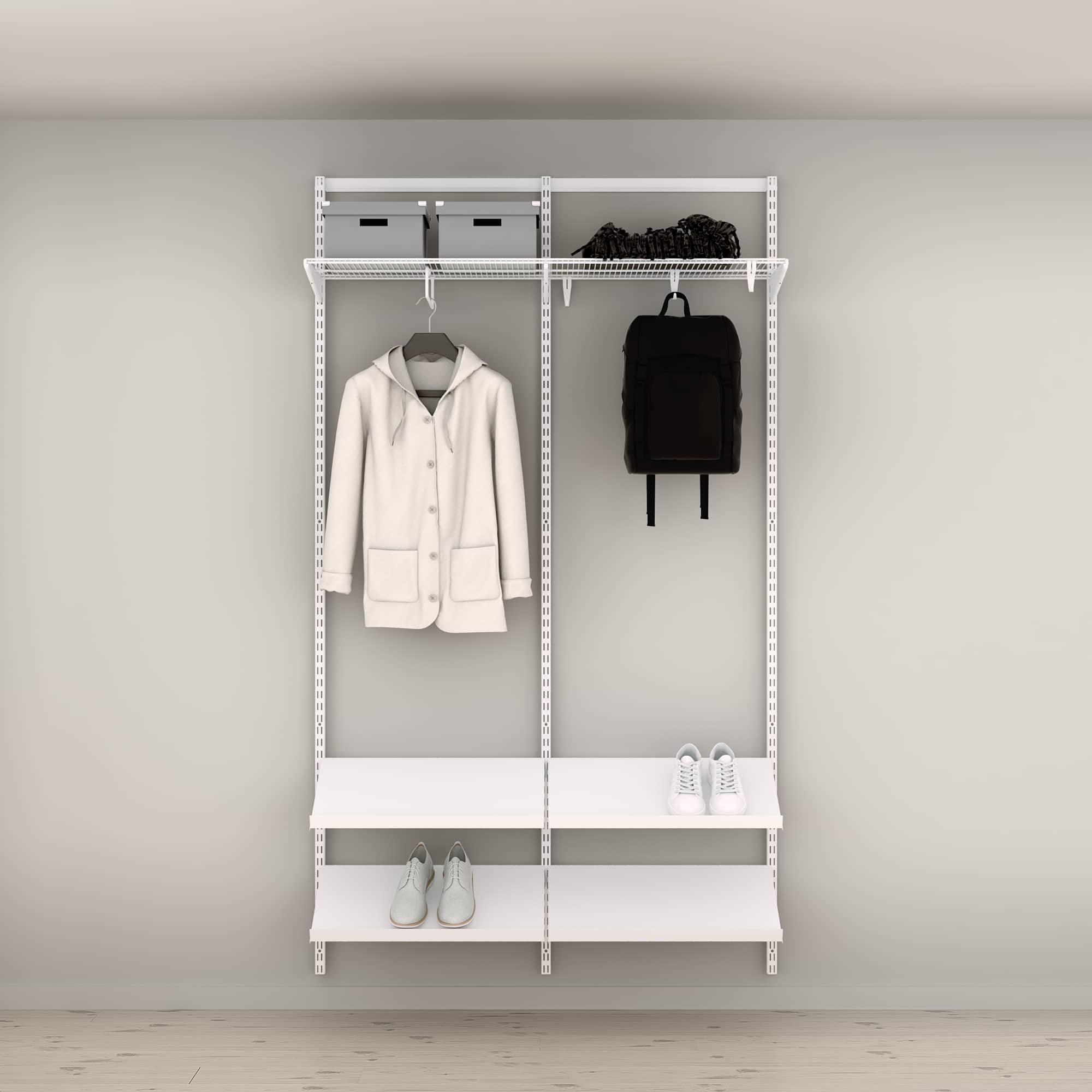 Elfa Closet Hallway Clothes Storage Wall Mounted Shoe Storage Elfa