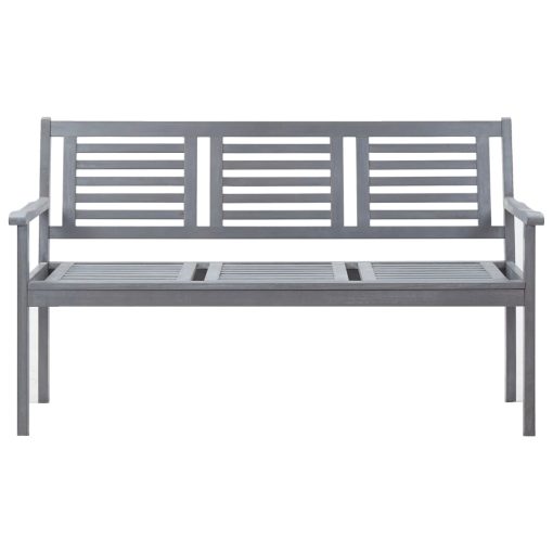 Eucalyptus Wood 150cm 3-Seater Garden Bench - Grey - Image 2