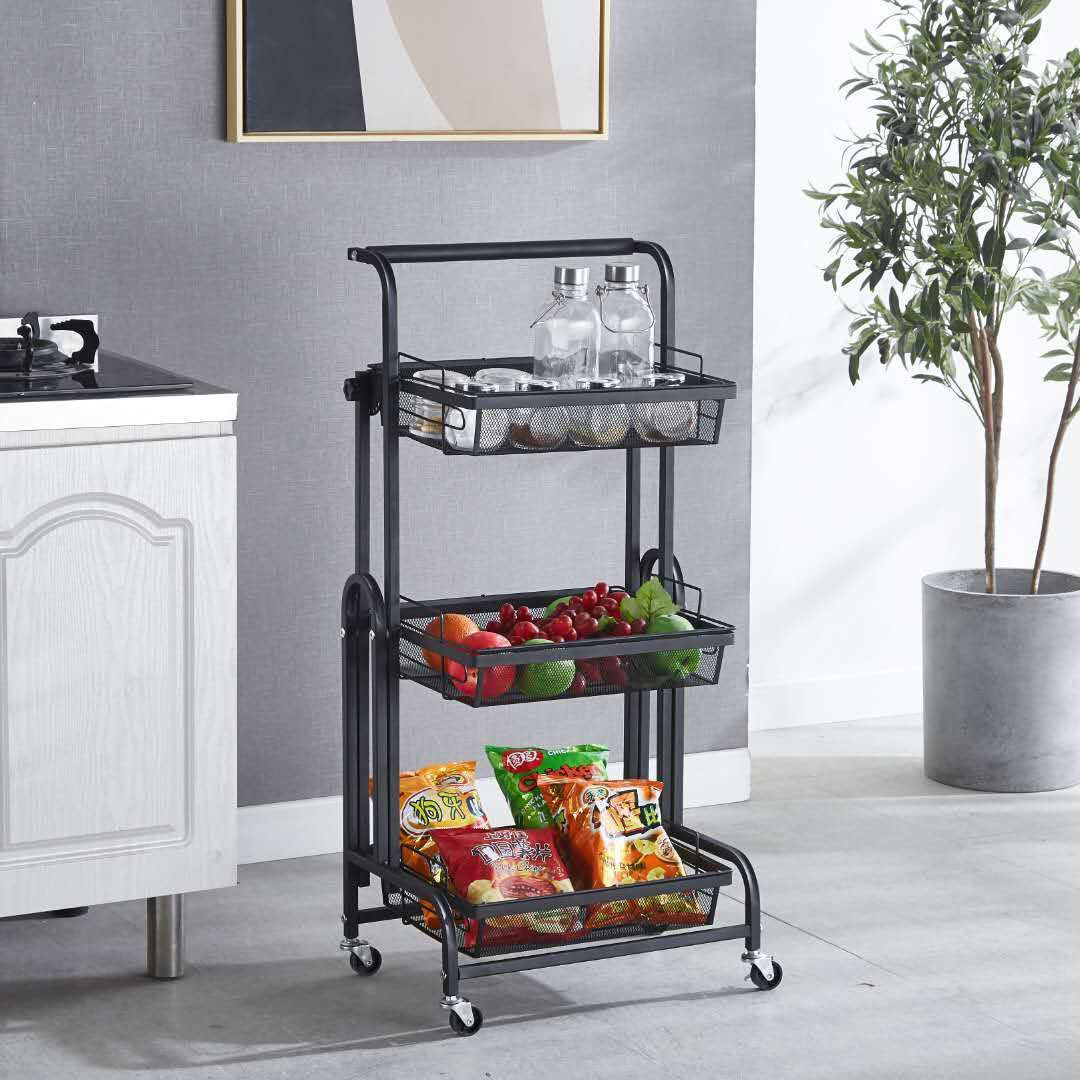 3 Tier Adjustable Kitchen Cart with Wheels Complete Storage Solutions