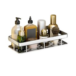 Wall-Mounted Rectangular Bathroom Storage Rack 34x16x6.5cm - Complete Storage Solutions