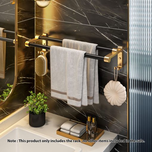 61cm Wall-Mounted Double Pole Towel Holder - Image 2