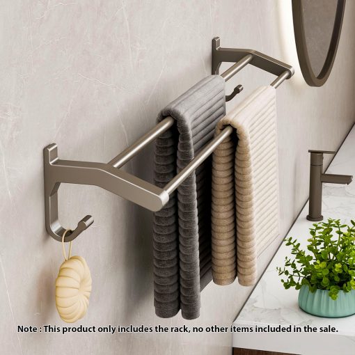 62cm Wall-Mounted Double Pole Towel Holder - Image 2