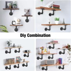 4 Piece Pipe Floating Shelf Bracket Set - Complete Storage Solutions