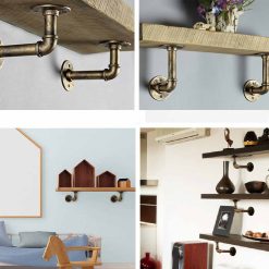 4 Piece Pipe Floating Shelf Bracket Set - Complete Storage Solutions