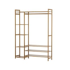 8 Shelf Bamboo Clothes Rack 110x30x150cm - Complete Storage Solutions