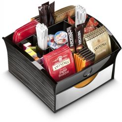 Deluxe Tea Coffee Storage Organiser 20.5x21.6x12.6cm - Black - Complete Storage Solutions