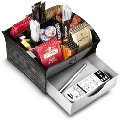Deluxe Tea Coffee Storage Organiser 20.5x21.6x12.6cm - Black - Complete Storage Solutions