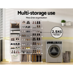 Shoe Cabinet 124x30x158cm - White - Complete Storage Solutions