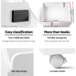 Kids 4 Tier Bookshelf Storage Display Rack 60x45x92cm - Complete Storage Solutions