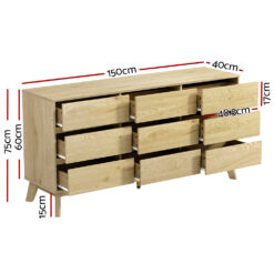 9 Drawer Lowboy 150x40x75cm - Complete Storage Solutions