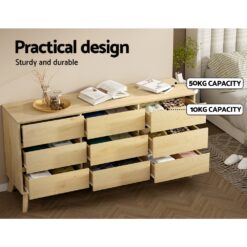 9 Drawer Lowboy 150x40x75cm - Complete Storage Solutions