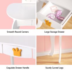 3 Mirror Kids Dressing Table Set - Complete Storage Solutions