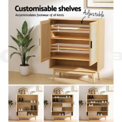 Rattan Shoe Cabinet 80x35x98cm - Complete Storage Solutions