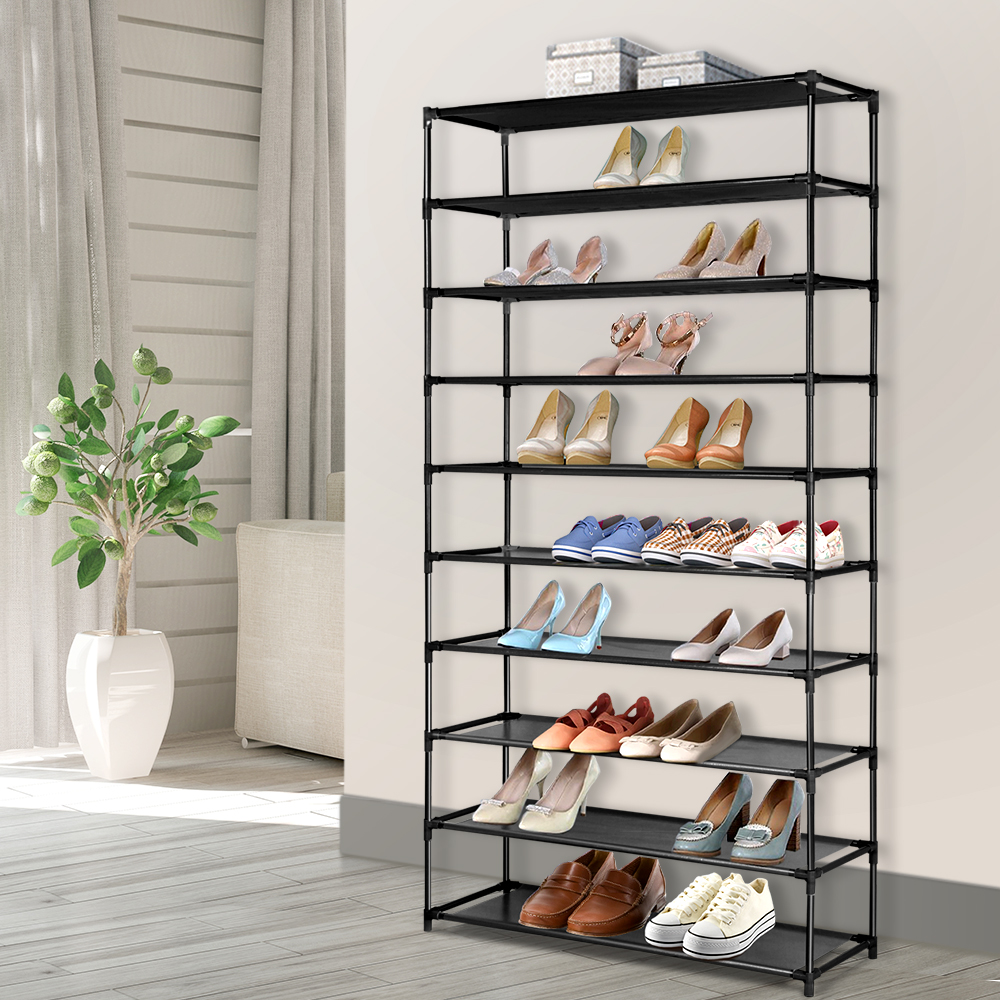 10 Tier Metal Shoe Rack Black Complete Storage Solutions