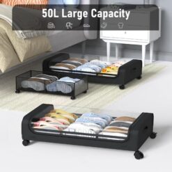 2 Piece 50L Under Bed Rolling Storage Container Set - Complete Storage Solutions