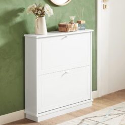 2 Drawer Shoe Cabinet 76x18x78cm - Complete Storage Solutions