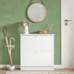 2 Drawer Shoe Cabinet 76x18x78cm - Complete Storage Solutions