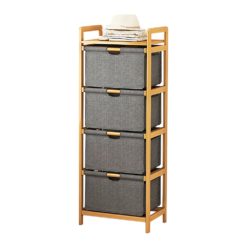 Bamboo Shelf with Storage Hamper 45x32x121cm