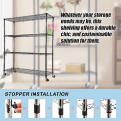Modular Wire Storage Shelf 120x45x180cm - Black - Complete Storage Solutions