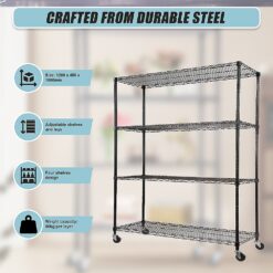 Modular Wire Storage Shelf 120x45x180cm - Black - Complete Storage Solutions