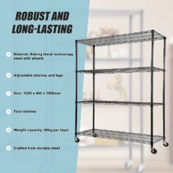 Modular Wire Storage Shelf 120x45x180cm - Black - Complete Storage Solutions
